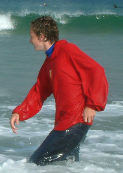 Swimming in clothes is fun!