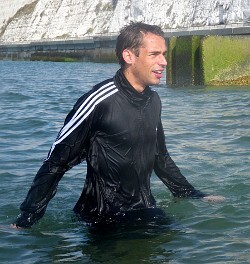 Swimming Training in Tracksuit